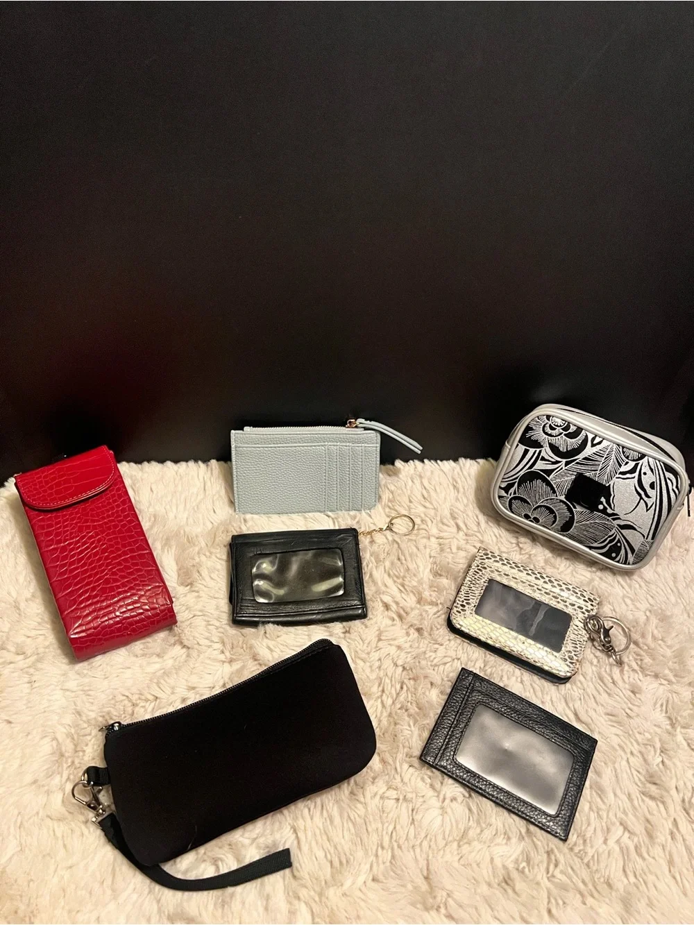 Compact Women's Card & Key Holder Set — Black, Red, White, Gray